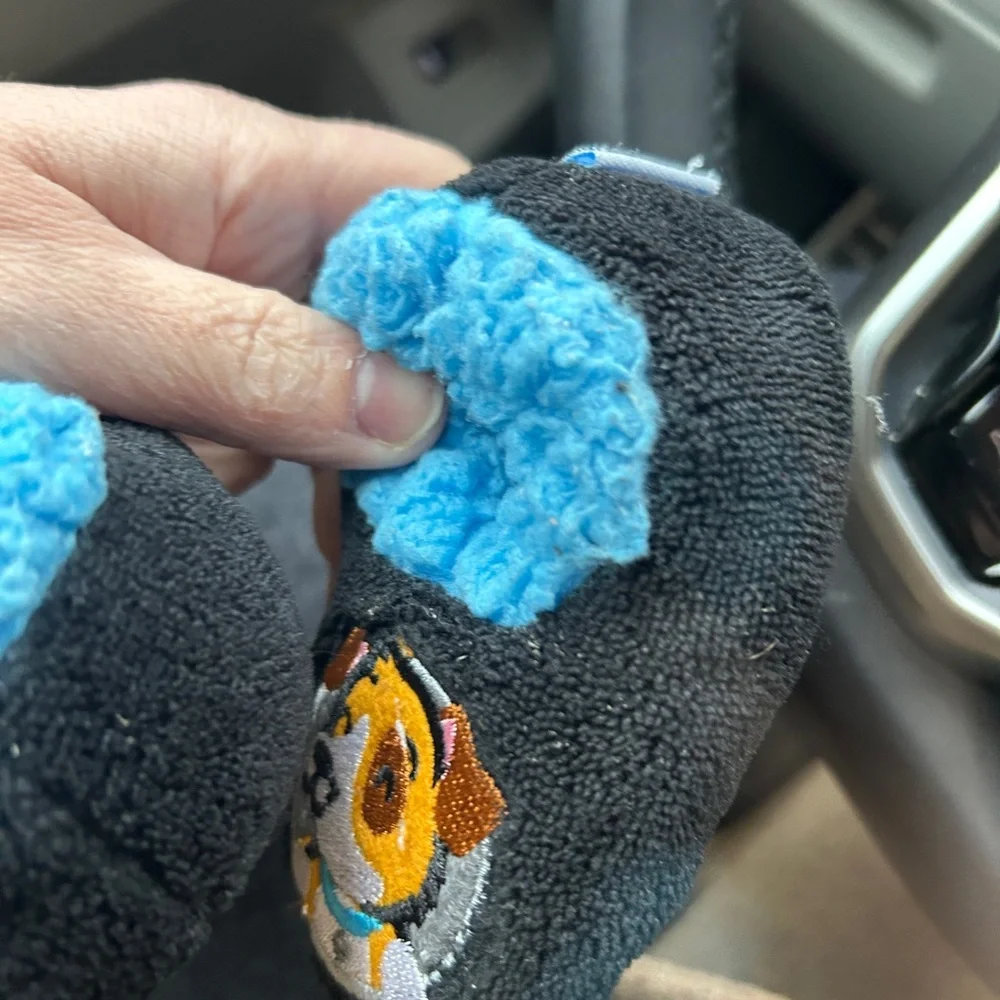 Cozy Black and Blue Cartoon puppy Dog Snoozies infant baby Slippers 0-3 months